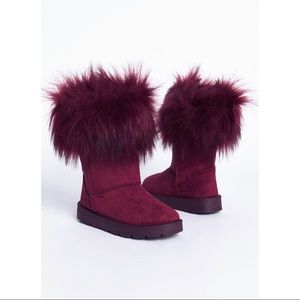 Burgundy fur boots Clearance